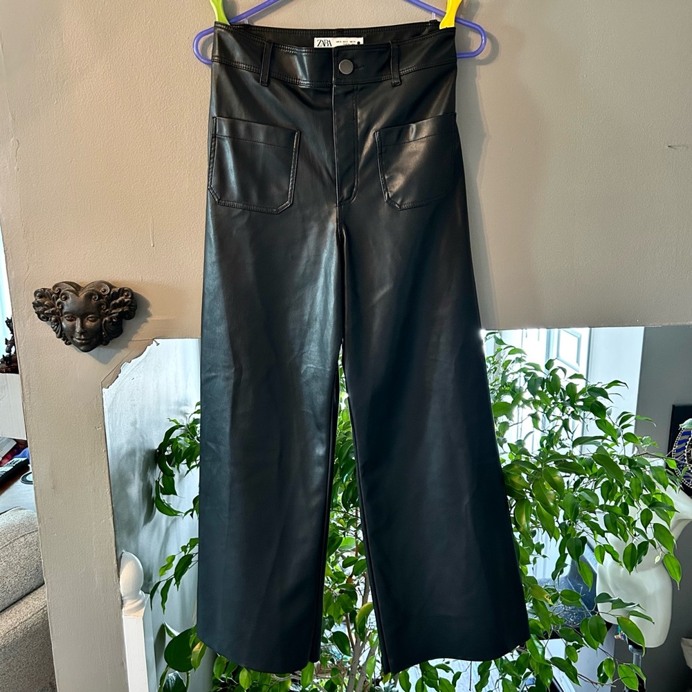 Zara Black Faux Leather Pants